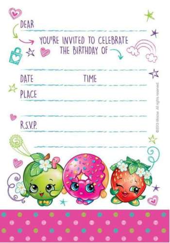 Shopkins Invitations - Click Image to Close